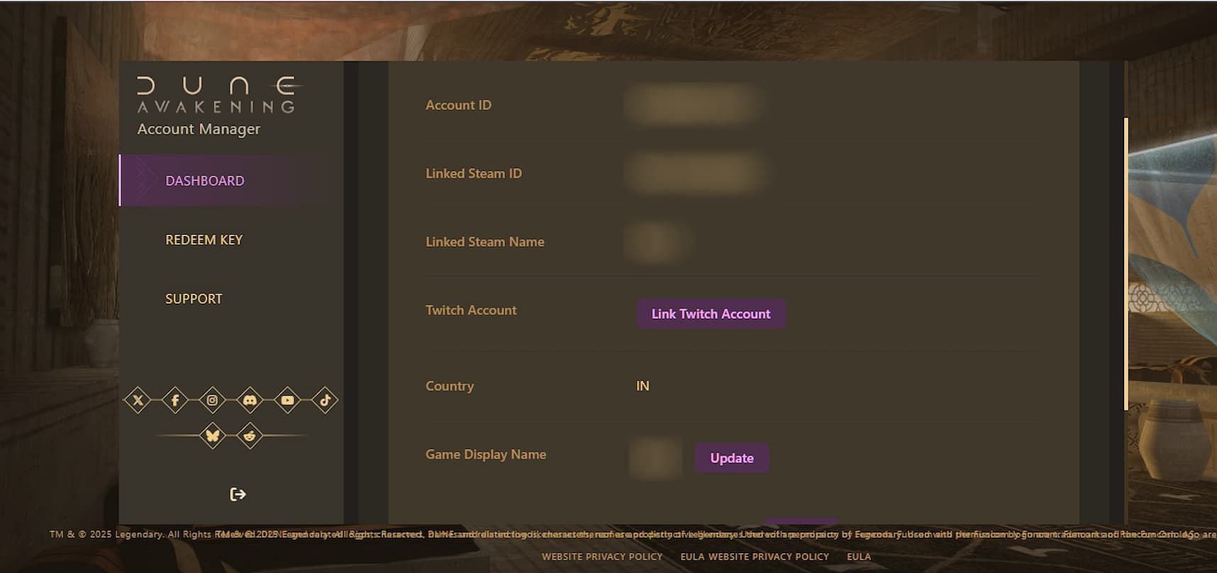You can link your Twitch through this page (Image via Funcom)